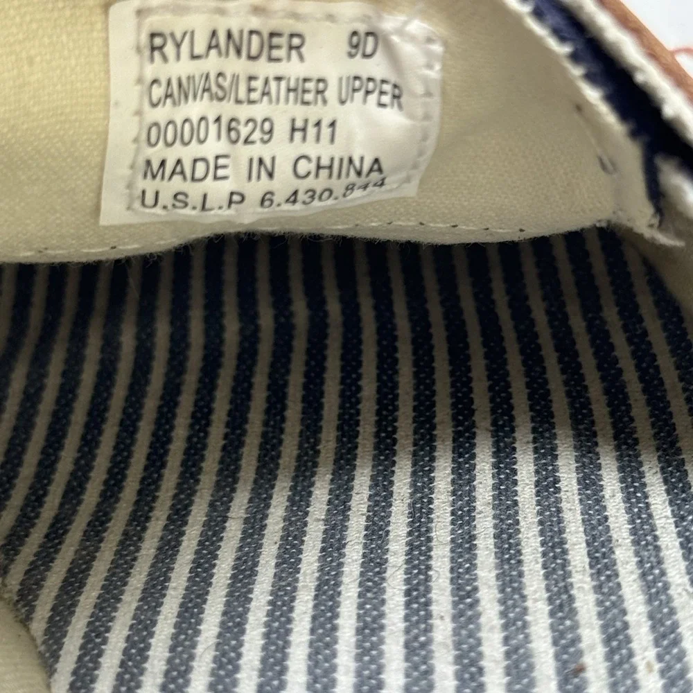 Polo Ralph Lauren Rylander Men's US 9D Navy/Tan Canvas Leather Boat Deck Shoes